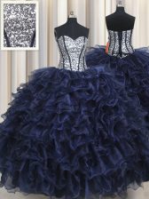 Cheap Sleeveless Ruffled Layers and Sequins Lace Up Sweet 16 Quinceanera Dress