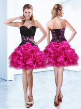  Sleeveless Lace Up Mini Length Beading and Ruffles and Pick Ups 