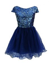  Cap Sleeves Sequins Zipper Homecoming Dress