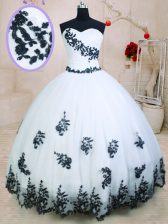  Sleeveless Lace Up Floor Length Appliques Sweet 16 Dress