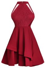  High-neck Sleeveless Chiffon Homecoming Dress Ruffled Layers Zipper