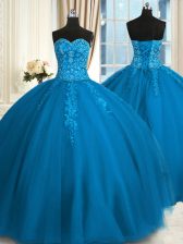  Tulle Sleeveless Floor Length Quinceanera Dresses and Appliques and Embroidery