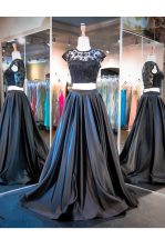  Scoop Black Sleeveless Taffeta Brush Train Clasp Handle for Prom and Party