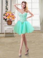 Comfortable Mini Length A-line Sleeveless Apple Green Prom Dress Lace Up
