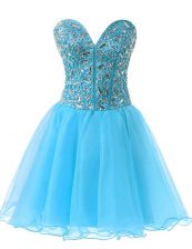  Baby Blue Sweetheart Lace Up Beading Evening Dress Sleeveless