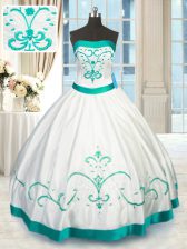  Beading and Embroidery 15 Quinceanera Dress White Lace Up Sleeveless Floor Length
