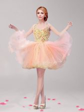 Custom Made Halter Top Backless Multi-color Sleeveless Ruffles and Hand Made Flower Mini Length Prom Gown