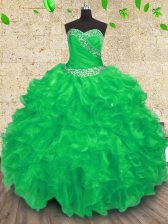 New Style Sleeveless Lace Up Floor Length Beading and Appliques and Ruffles and Ruching Sweet 16 Dresses