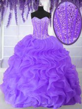  Floor Length Ball Gowns Sleeveless Purple Quinceanera Dress Lace Up