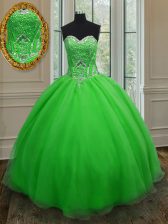 Lovely Organza Sleeveless Floor Length Quinceanera Dress and Beading and Belt