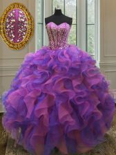  Sleeveless Lace Up Floor Length Beading and Ruffles Sweet 16 Dress