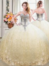 Superior Champagne Sweetheart Neckline Beading and Lace Sweet 16 Dress Sleeveless Lace Up