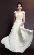 Lovely Cap Sleeves Side Zipper Floor Length Beading Homecoming Dress