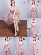  Scoop Sleeveless Ruffles and Ruching and Bowknot and Hand Made Flower Lace Up Quinceanera Court Dresses