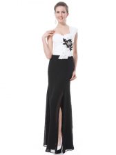  One Shoulder Sleeveless Beading and Hand Made Flower Zipper 