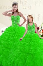 Eye-catching Organza Sleeveless Floor Length Sweet 16 Dresses and Beading and Ruffles