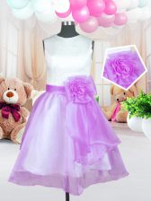 Admirable Scoop Sleeveless Zipper Knee Length Hand Made Flower Kids Formal Wear