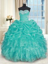 Best Selling Floor Length Ball Gowns Sleeveless Turquoise Ball Gown Prom Dress Lace Up