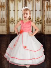 Latest Sleeveless Beading and Ruffled Layers Zipper Kids Formal Wear