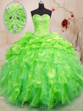  Ball Gowns Quinceanera Dress Sweetheart Organza Sleeveless Floor Length Lace Up