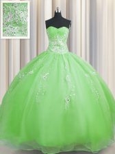 Customized Zipper Up Zipper Sweet 16 Dresses Beading and Appliques Sleeveless Floor Length
