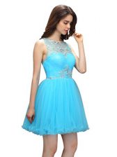  Scoop Sleeveless Organza Prom Party Dress Beading Zipper
