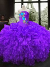 Custom Made Sleeveless Embroidery Lace Up Quinceanera Gown