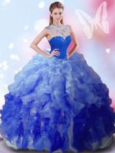  Beading and Ruffles Sweet 16 Quinceanera Dress Multi-color Zipper Sleeveless Floor Length