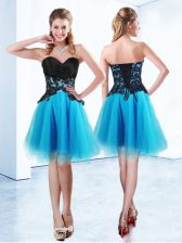  Mini Length Baby Blue Sweetheart Sleeveless Lace Up
