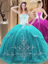 Unique Sleeveless Embroidery Lace Up Quinceanera Dresses