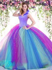  Multi-color High-neck Neckline Beading Sweet 16 Dresses Sleeveless Backless
