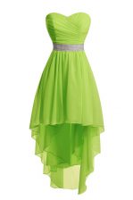Simple Sleeveless Belt Lace Up Prom Gown