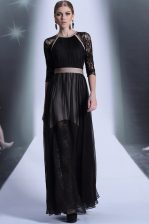 Low Price Scoop Lace Black Zipper Half Sleeves Floor Length