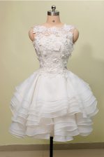  Scoop Sleeveless Zipper Knee Length Lace Prom Dress