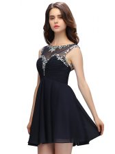 Fancy Black Bateau Neckline Beading Prom Gown Sleeveless Zipper