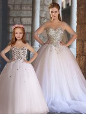Fabulous White Ball Gowns Appliques 15 Quinceanera Dress Lace Up Tulle Sleeveless Floor Length