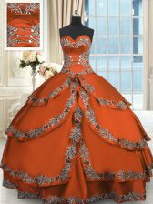  Sweetheart Sleeveless Taffeta 15th Birthday Dress Beading and Embroidery and Ruffled Layers Lace Up