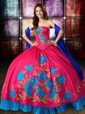 Trendy Ball Gowns Quinceanera Dresses Multi-color Strapless Taffeta Sleeveless Floor Length Lace Up