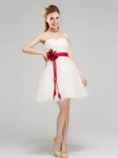 Captivating Sweetheart Sleeveless Zipper Dama Dress White Tulle
