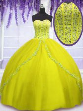  Tulle Sleeveless Floor Length Sweet 16 Dress and Beading
