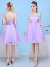 Simple Lavender Court Dresses for Sweet 16 Prom and Party with Bowknot Sweetheart Sleeveless Lace Up