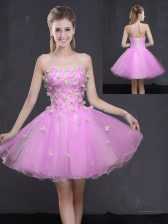  Lilac Prom Gown Prom and Party with Appliques Sweetheart Sleeveless Lace Up