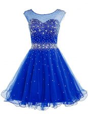  Bateau Sleeveless Chiffon Prom Gown Beading Zipper