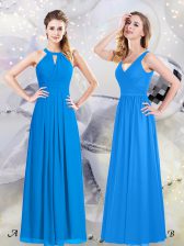 Eye-catching Halter Top Sleeveless Zipper Floor Length Ruching Court Dresses for Sweet 16