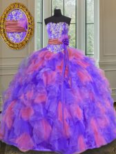 Affordable Sweetheart Sleeveless Lace Up Quinceanera Dresses Multi-color Organza