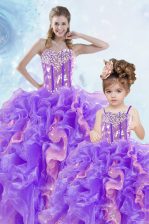 Glorious Multi-color Sweetheart Lace Up Beading and Ruffles and Sequins Sweet 16 Dresses Sleeveless