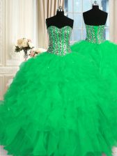 Latest Floor Length Green Quinceanera Dress Sweetheart Sleeveless Lace Up