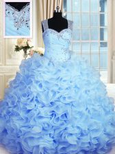  Sleeveless Zipper Floor Length Beading and Ruffles Sweet 16 Quinceanera Dress
