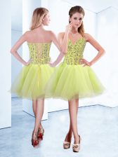 Excellent Organza Sleeveless Knee Length Prom Dresses and Beading