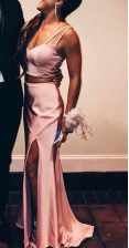 Excellent Mermaid Pink Sleeveless Sweep Train Ruching 